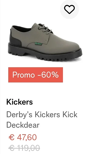 Derby's Kickers Kick Deckdear -60% op inno.be