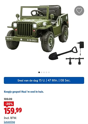 Ride-on Jeep Willys MB Army -20% op lidl.be