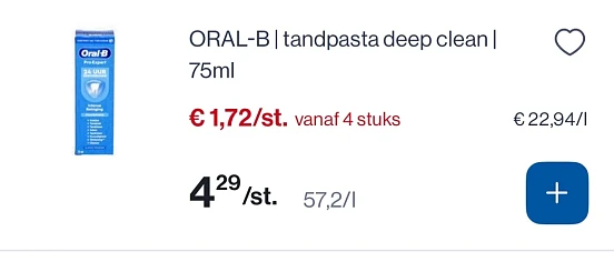 Oral B tandpasta’s 75 ml tot -60% goedkoper bij Collect en go