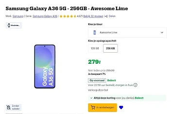Samsung Galaxy A36 5G - 256GB - Awesome Lime