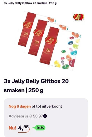 3x Jelly Belly Giftbox 250 g -91% bij iBOOD