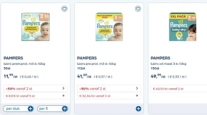 Pampers kortingen van -50% (en meer) bij Collect&Go