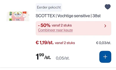 Scottex vochtige doekjes sensitive 38 stuks -50% extra bij Collect en go