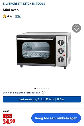Dagdeal: Mini oven -30% bij Lidl