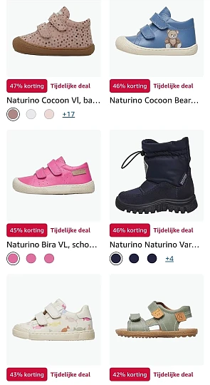 Naturino kinderschoenen tot -47% bij Amazon