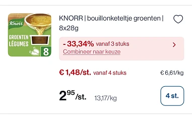 Knorr bouilonketeltje 8x28 gram veel goedkoper - 33,34% extra