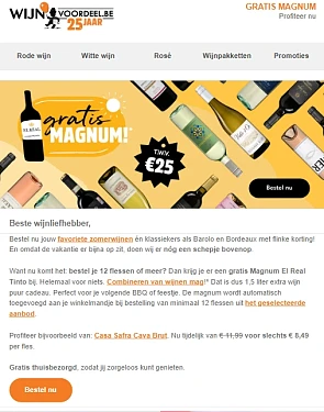 Wijnvoordeel: wijnselectie korting tot -29% en gratis magnumfles