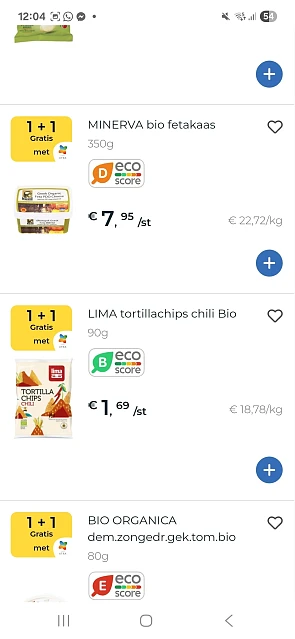 Bioplanet vele producten aan 1+1
