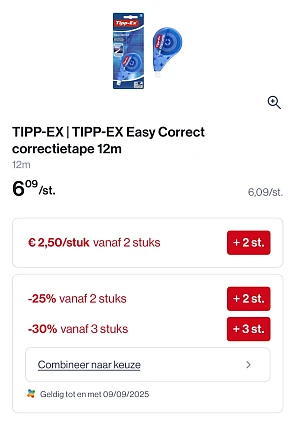 Tipex correctieroller 12 m tot 30%extra korting bovenop de mooie kortingsprijs bij Collect en go