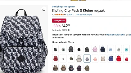 Kipling rugzak City Pack S tot -58%