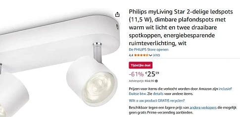 Philips myLiving Star 2-delige ledspots