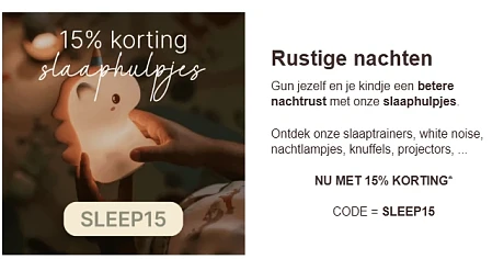 -15% op slaaphulpjes bij De Gele Flamingo 👶🏻💤