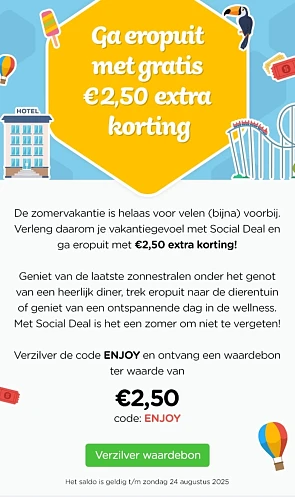 €2,50 extra korting bij Social Deal