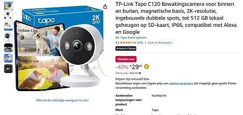 TP-Link Tapo C120 Bewakingscamera voor binnen en buiten