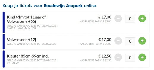 Voordeelticket €17,00 Boudewijn Seapark bij Dreamland