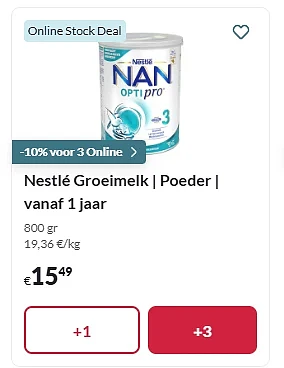 -10% op Nan OptiPro bij Delhaize online