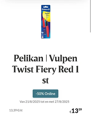 Delhaize online -50% Pelikan vulpen twist fiery red