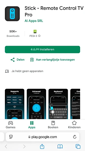 Google Play: Stick - remote control tv pro gratis
