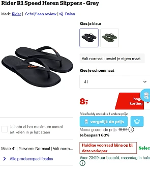 Rider R1 Speed Heren Slippers - Grey - maat 41