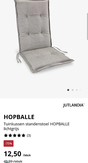 Tuinkussen standenstoel HOPBALLE lichtgrijs -75% op jysk.be