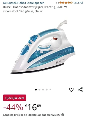 Russell Hobbs Steamglide Pro Stoomstrijkijzer -44%