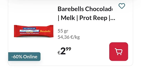 Barebells Reep Pinda Marsh 55 gr -60%
