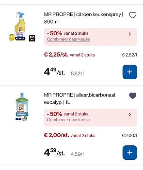 Mooi koopje Mr propre spray en allesreiniger -50% extra