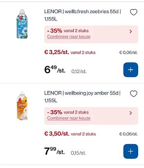 Lenor producten met dubbele korting bij Collect en go tot 50% extra korting