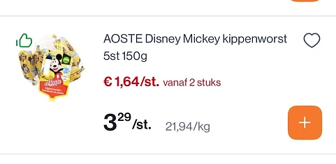 Aoste Disney worstjes 150 gram (5st) -50% bij Colruyt