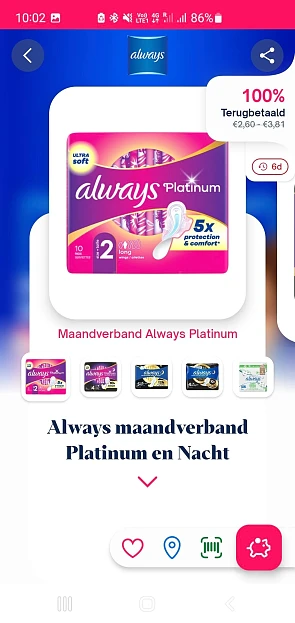 100% Terugbetaald op Always maandverband !