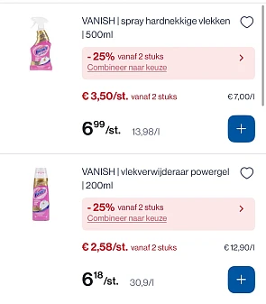 Vanish spray en powergel met dubbele korting -25% extra