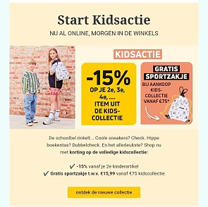 Kids actie bij Torfs 15% op jouw 2de artikel