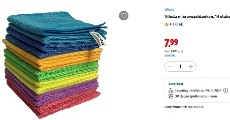 Vileda microvezeldoeken goedkoopst bij Lidl
