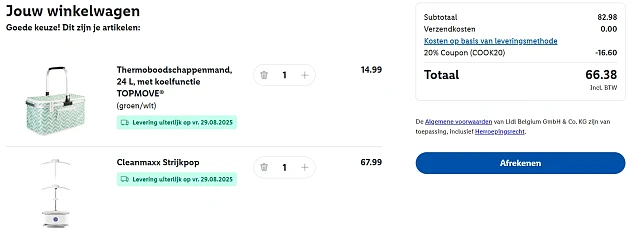 -20% Strijkpop en boodschappenmand in Lidl webshop