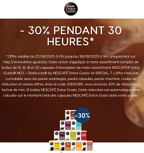 -30% gedurende 30 uur bij Dolce Gusto