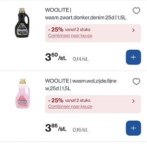 Woolite wasmiddel voor een mooie prijs