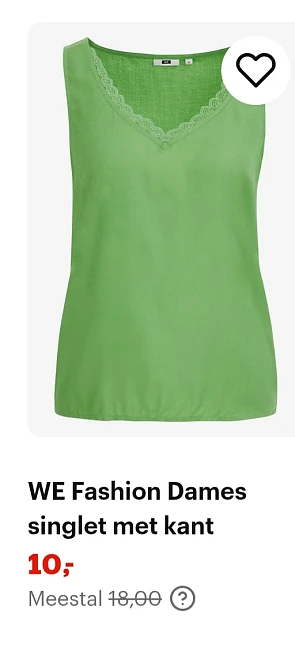 We fashion bright green singlet met kant maat M -44% op bol.com