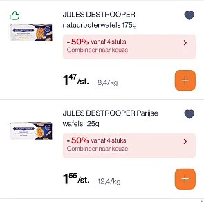 Jules Destrooper koekjes goedkoper met 50% korting bovenop