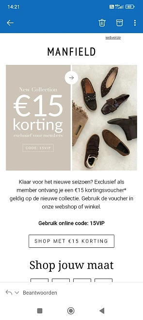 €15 korting manfield