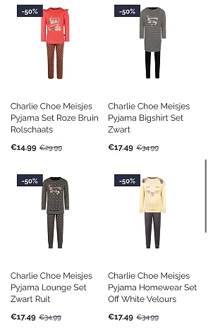 Charlie choe nachtmode stapelkorting