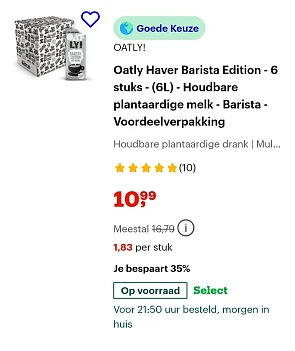 Oatly haver barista edition 6 x 1L -35% op bol.com