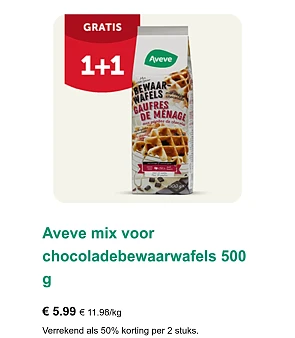 1+1 gratis op wafels bij Aveve
