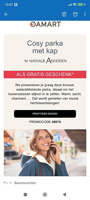 Gratis parka bij damart