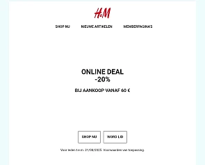 20% online bij H&M