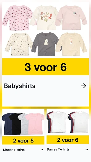 Baby, kinder en dames t-shirts goedkoop bij Zeeman
