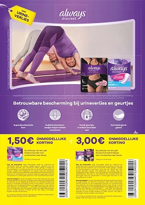 Coupon Always discreet in Billie magazine bij het nieuwsblad