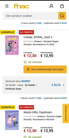 Fnac boeken 2 + 1