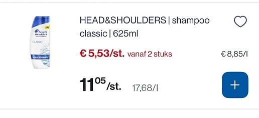 Head&Shoulders shampoo classic 625 ml -50%