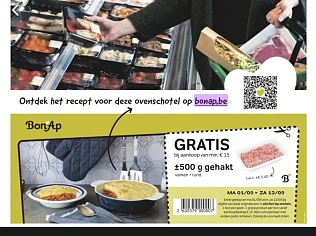 Bonnetje in de zondag voor bon ap gratis +-500 gram gehakt
