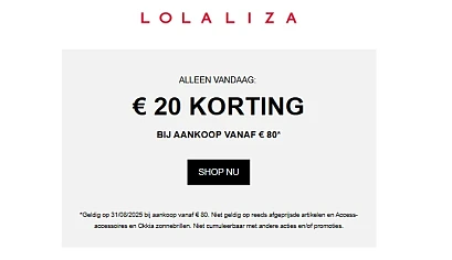 LolaLiza: €20 korting bij aankoop vanaf €80